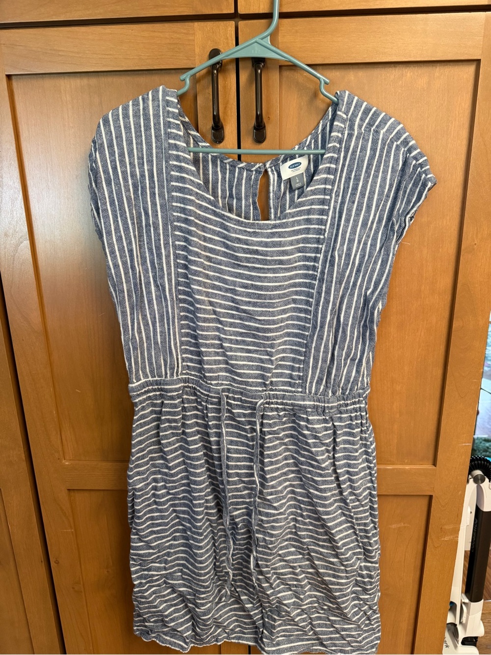 Old Navy Blue and White Striped Casual Dress